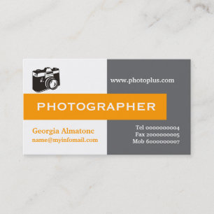 Tarjeta De Visita Captura de ojos de fotógrafo gris, blanco, naranja