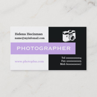 Tarjeta De Visita Captura de ojos de fotógrafo negro, blanco, lavand