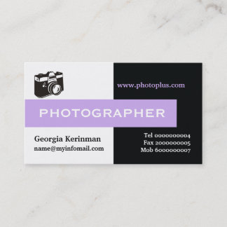 Tarjeta De Visita Captura de ojos de fotógrafo negro, blanco, lavand