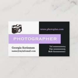 Tarjeta De Visita Captura de ojos de fotógrafo negro, blanco, lavand