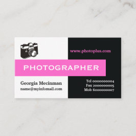 Tarjeta De Visita Captura de ojos de fotógrafo negro, blanco, rosa c