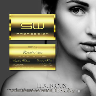 Tarjeta De Visita Captura de ojos Immery Golden y Faux 3D Initials