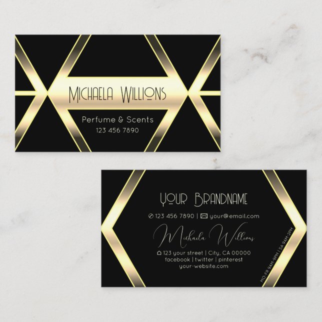 Tarjeta De Visita Captura de ojos Luz Negra Golden Geométrico Estili (Anverso / Reverso)