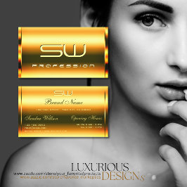 Tarjeta De Visita Captura de ojos Naranja brillante y monograma