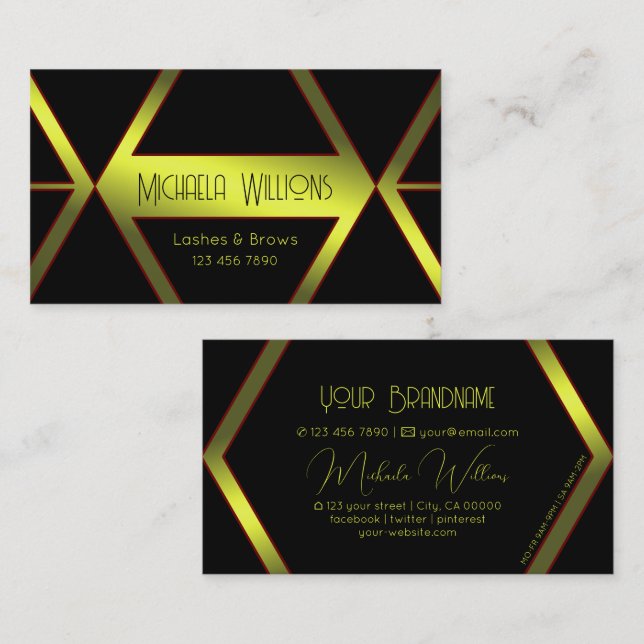 Tarjeta De Visita Captura de ojos Negro Geométrico Shimmer Flashy am (Anverso / Reverso)