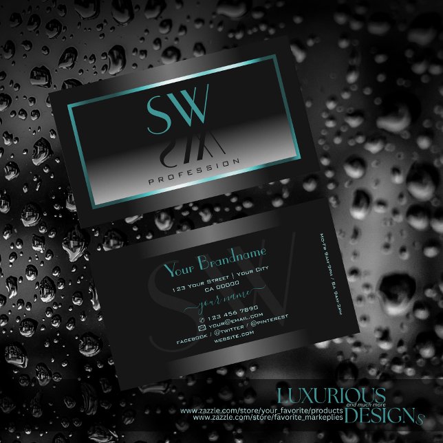 Tarjeta De Visita Captura de ojos Negro Gradiente Blanco Monograma V (Subido por el creador)