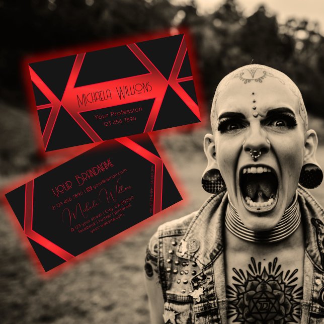 Tarjeta De Visita Captura de ojos rojos volcánica geométrica de colo (Subido por el creador)