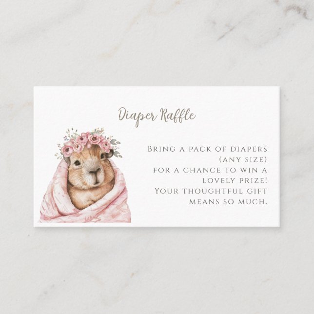 Tarjeta De Visita Capybara Baby Shower • Diaper Raffle Card (Anverso)