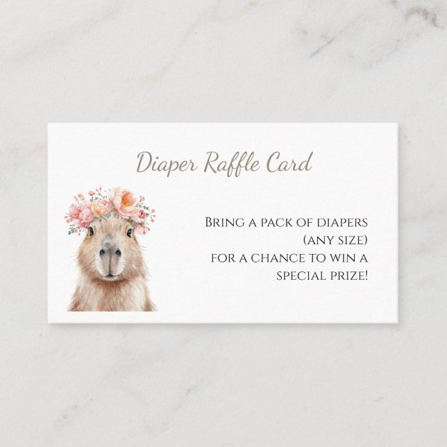 Tarjeta De Visita Capybara Baby Shower • Diaper Raffle Card (Anverso)