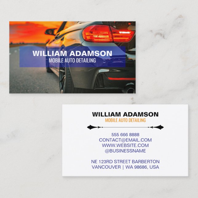 Tarjeta De Visita Car Sales, Auto Repair, Mobile Auto Detailing  (Anverso / Reverso)