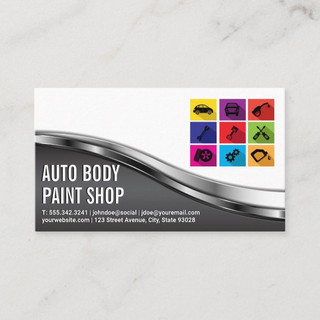 Tarjeta De Visita Car Shop | Auto Service Icons (Anverso)