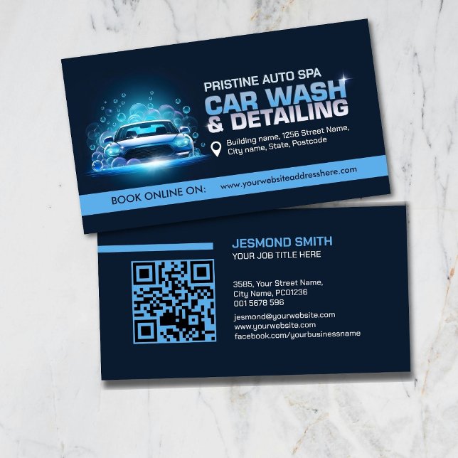 Tarjeta De Visita Car Wash and Detailing Professional Sleek Business (Subido por el creador)