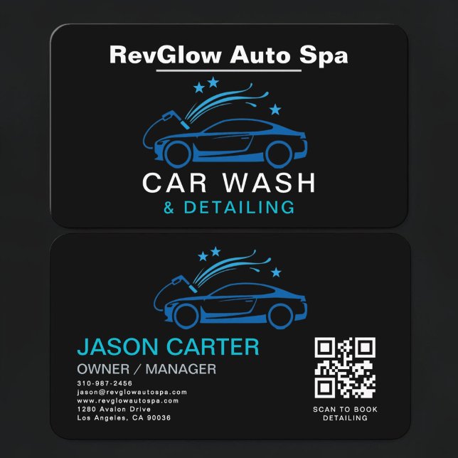 Tarjeta De Visita Car Wash & Detailing QR Code  (Subido por el creador)