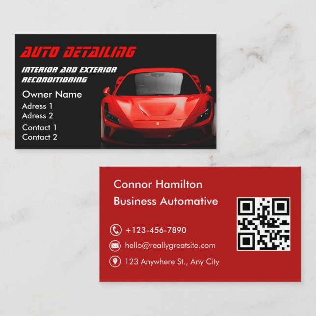 Tarjeta De Visita Car Wash Professional Auto Detailing QR Code (Anverso / Reverso)