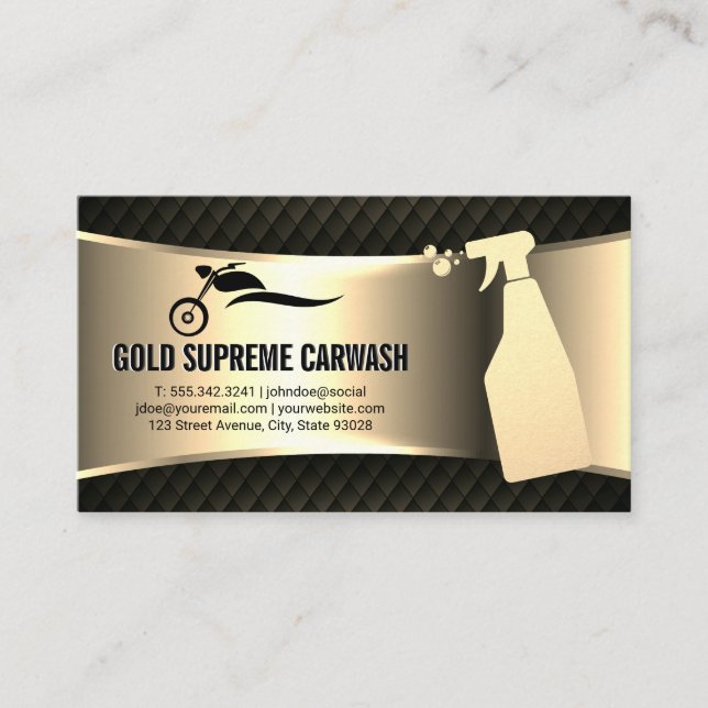 Tarjeta De Visita Car Wash Service Gold Metallic (Anverso)