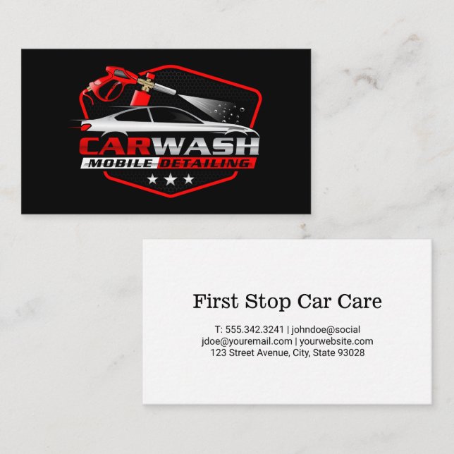 Tarjeta De Visita Car Wash Spray Logo | Auto Cleaning Care (Anverso / Reverso)
