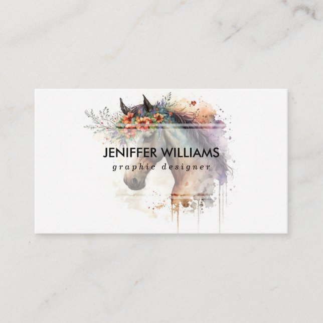 Tarjeta De Visita Cara de caballo con flores (Anverso)