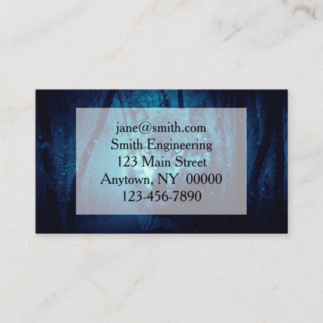 Tarjeta De Visita Cara de lobo en un bosque de fantasía oscura (Anverso)