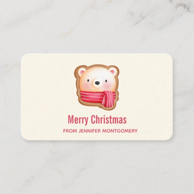 Tarjeta De Visita Cara de oso lindo en un saludo de Navidades de la  (Anverso)