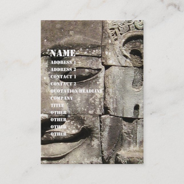 Tarjeta De Visita Cara de piedra jemer... Templo de Bayon, Camboya (Anverso)