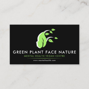 Tarjeta De Visita Cara de planta vegana negra