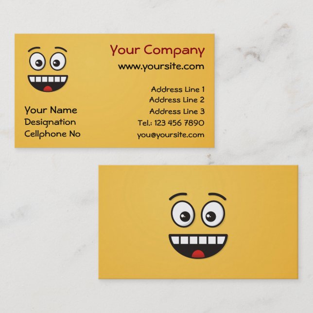 Tarjeta De Visita Cara sonriente con boca abierta (Anverso / Reverso)
