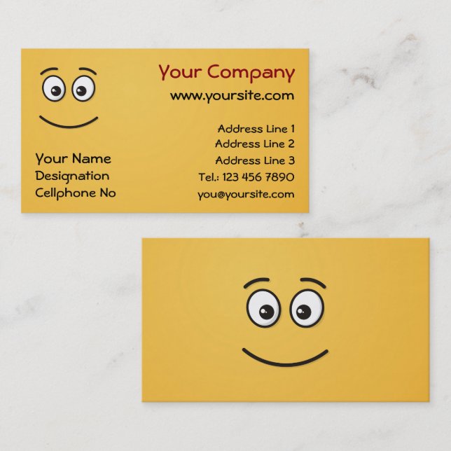 Tarjeta De Visita Cara sonriente con ojos abiertos (Anverso / Reverso)