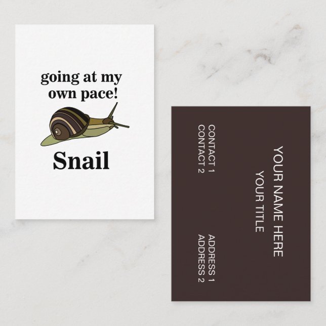Tarjeta De Visita Caracol En Mi Propio Caracol Funny Snail (Anverso / Reverso)