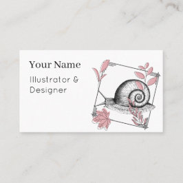 Tarjeta De Visita Caracol Vintage y Botánico Rosa - Arte Boho