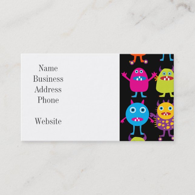 Tarjeta De Visita Caracteres coloridos divertidos de las criaturas (Anverso)