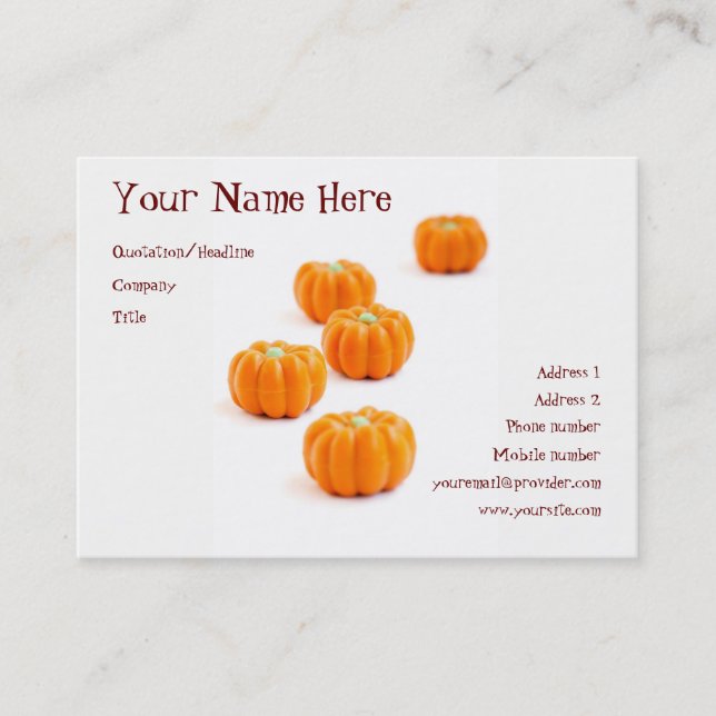 Tarjeta De Visita Caramelos de calabaza de Halloween (Anverso)