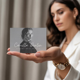 Tarjeta De Visita Carbón Gris Moderno Script Lujoso Inmobiliario