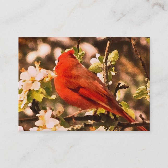 Tarjeta De Visita Cardenal en flores de Apple ATC (Anverso)