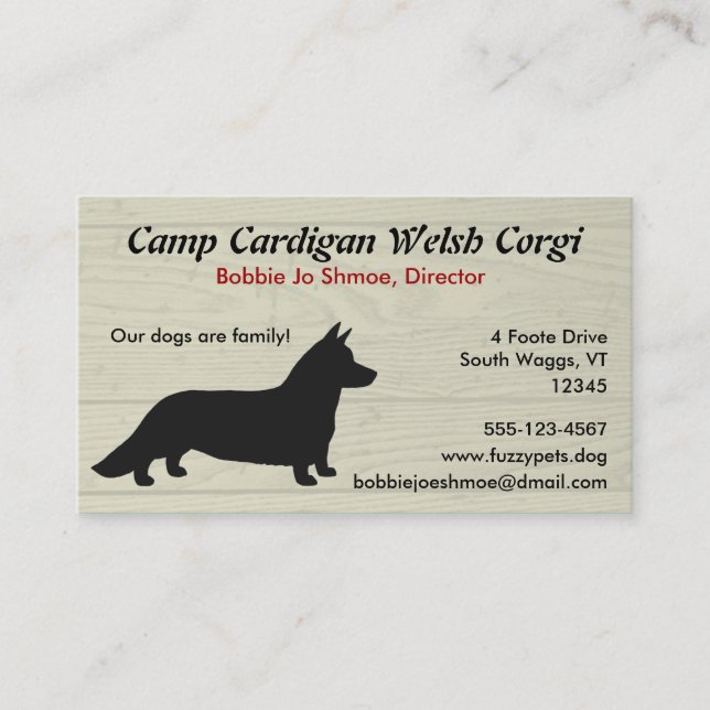 Tarjeta De Visita Cardigan Welsh Corgi (Anverso)