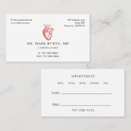 Tarjeta De Visita Cardiologist Doctor Anatomical Heart Appointment