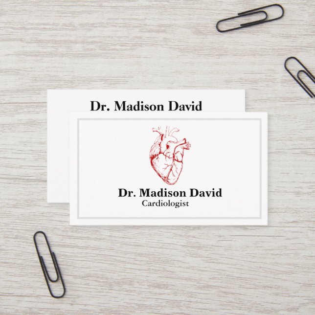 Tarjeta De Visita Cardiólogo blanco moderno (Anverso/Reverso In Situ)