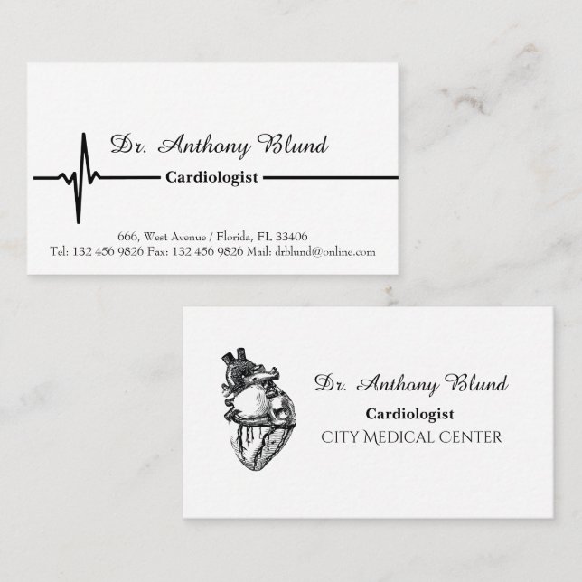 Tarjeta De Visita Cardiólogo del electrocardiograma (Anverso / Reverso)