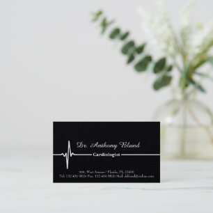 Tarjeta De Visita Cardiólogo del electrocardiograma Blanco y negro