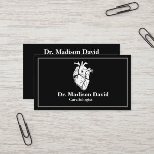 Tarjeta De Visita Cardiólogo negro moderno