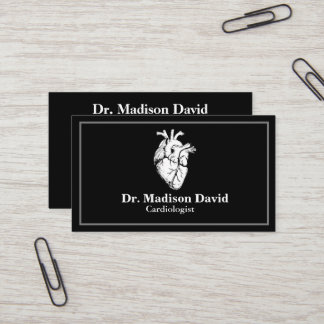 Tarjeta De Visita Cardiólogo negro moderno