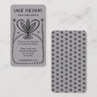 Tarjeta De Visita CARE INSTRUCCIONES Boho Whimsical Line Art Luxe