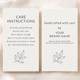 Tarjeta De Visita Care Instructions Neutral Botanical Small 