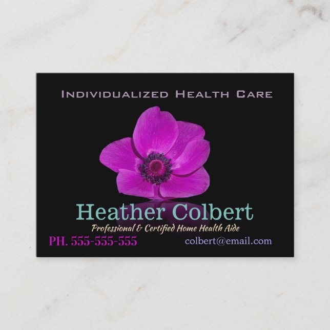 Tarjeta De Visita Caregiver Anome Floral Friendly (Anverso)