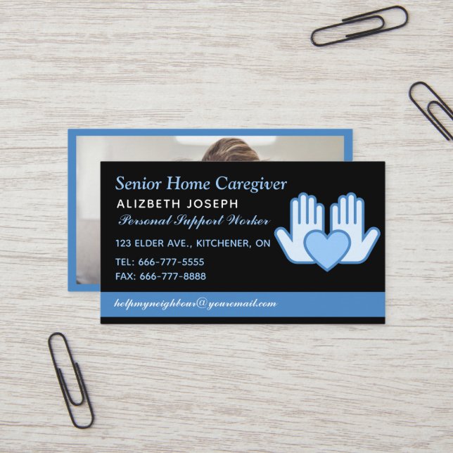 Tarjeta De Visita Caregiver Home Help Nurse photo modern (Anverso/Reverso In Situ)