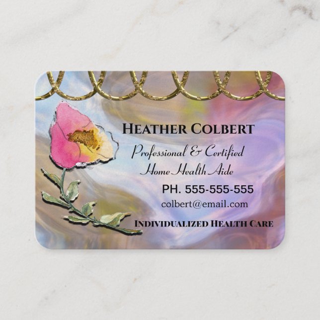Tarjeta De Visita Caregiver Karina Hermoso Profesional Floral (Anverso)