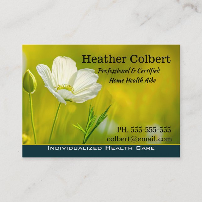 Tarjeta De Visita Caregiver Meadow Floral Profesional (Anverso)