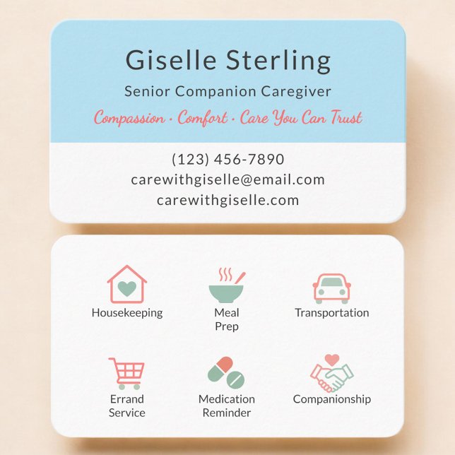 Tarjeta De Visita Caregiver Service Modern Home Help (Subido por el creador)