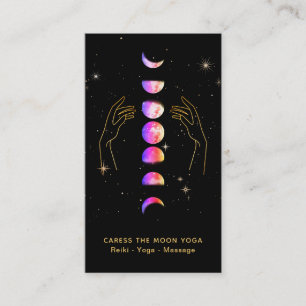 Tarjeta De Visita *~* Caress Moon Blue Pink Phases + Hands Star