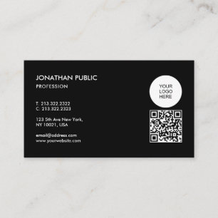 Tarjeta De Visita Carga tu logotipo Código QR personalizado en blanc