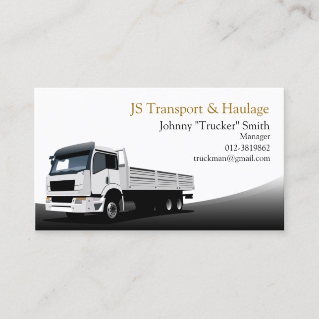 Tarjeta De Visita Cargo Truck Haulage Black Business Card (Anverso)